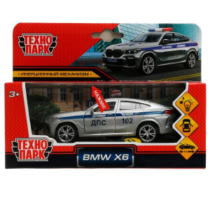 ТМ Технопарк. Машина металл свет-звук BMW X6 mk3 g06 ПОЛИЦИЯ 12 см, 335443