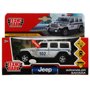ТМ Технопарк. Машина металл свет-звук JEEP WRANGLER SAHARA ПОЛИЦИЯ 12 см 340975