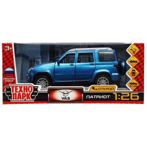 ТМ Технопарк. Машина металл свет-звук UAZ ПАТРИОТ 17,8 см, двери, инерция, син, 341156