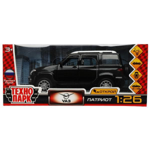 ТМ Технопарк. Машина металл свет-звук UAZ ПАТРИОТ 17,8 см, двери, инерция, черн, 341162