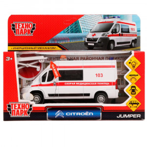 ТМ Технопарк. Машина металл свет-звук CITROEN JUMPER СКОРАЯ 14 см, 329855