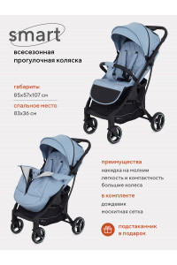 Коляска прогулочная Mowbaby Smart 2023 Blue