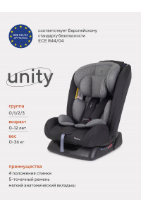 Автокресло Rant Basic Unity 0/1/2/3 (0-36 кг) Grey