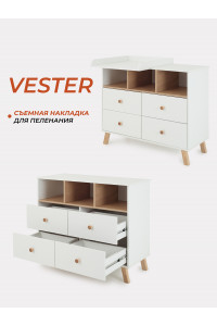 Комод пеленальный Rant Vester 1000/4 Cloud white