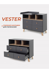 Комод пеленальный Rant Vester 1000/4 Moon grey