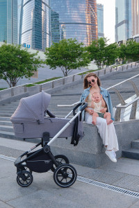 Коляска 2 в 1 Mowbaby Zoom PU silver grey