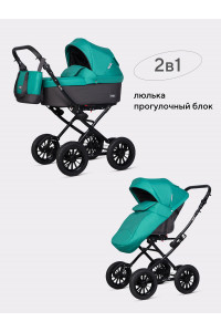 Коляска 2 в 1 Riko Basic Bella Classic 2025 03 серый-малахит