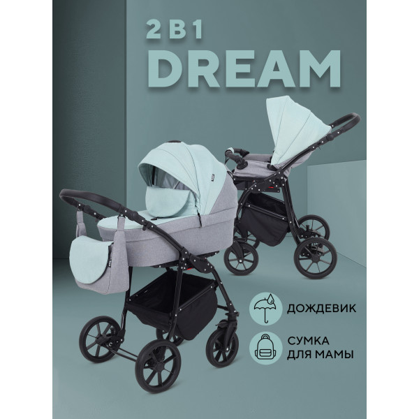 Коляска 2 в 1 Rant Dream 2024 10 серый-ментоловый