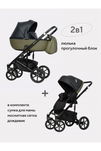 Коляска 2 в 1 Riko Basic Ozon 02 черно-зеленый