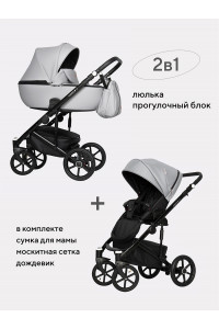 Коляска 2 в 1 Riko Basic Ozon 05 светло-серый