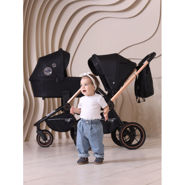 Коляска 2 в 1 Mowbaby Zoom PU gold black Коляска 2 в 1 Mowbaby Zoom PU gold black купить mirdetstva-gran.ru