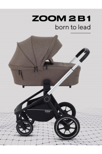 Коляска 2 в 1 Mowbaby Zoom PU silver cacao brown