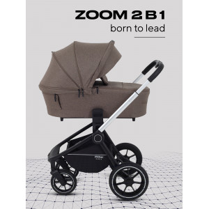 Коляска 2 в 1 Mowbaby Zoom PU silver cacao brown