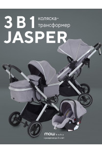 Коляска-трансформер 3 в 1 Mowbaby Jasper Silver grey