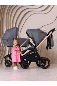 Коляска 3 в 1 Mowbaby Zoom PU gold grey