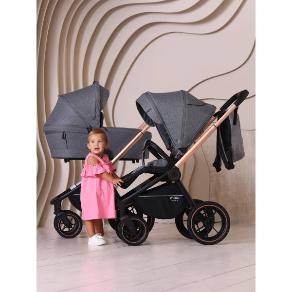 Коляска 3 в 1 Mowbaby Zoom PU gold grey купить mirdetstva-gran.ru