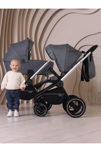 Коляска 3 в 1 Mowbaby Zoom PU silver grey