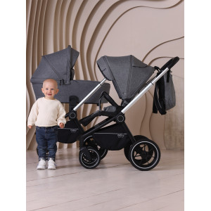Коляска 3 в 1 Mowbaby Zoom PU silver grey