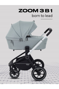 Коляска 3 в 1 Mowbaby Zoom PU silver green tea