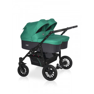 Коляска для двойни 2 в 1 Riko Basic Saxo 01 бирюзовый-черный