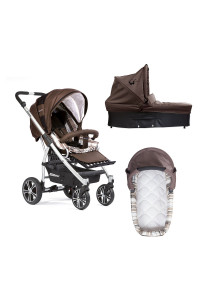 Gesslein Коляска F4 Air+ 2 в1 короб + прогулка, накидка на ножки, шоколад/вкладыш клетка