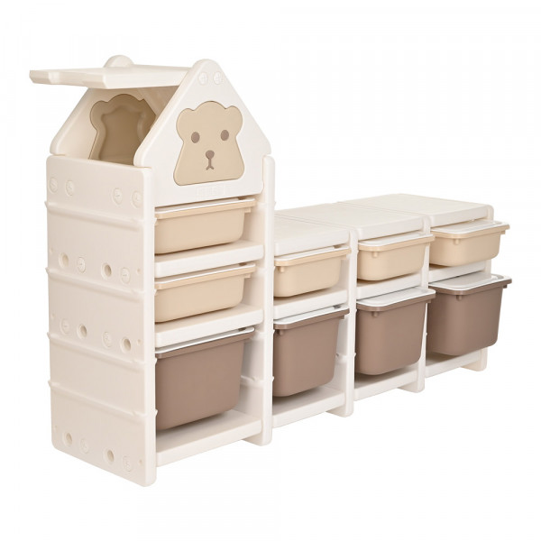 PITUSO Стеллаж для игрушек с ящиками SuperBox Сream white+camel/Кремовый,136x38x95 см PITUSO Стеллаж для игрушек с ящиками SuperBox Сream white+camel/Кремовый,136x38x95 см