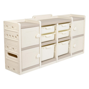 PITUSO Стеллаж для игрушек с ящиками Simple MAX,Beige/Бежевый,141x33x70h