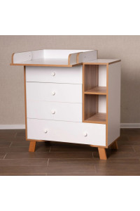 PITUSO Комод  раскладной Monako (4 ящ) Белый-Бук