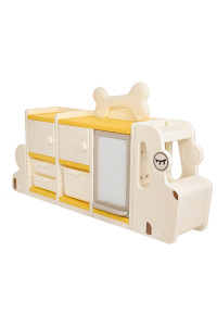 PITUSO Стеллаж для игрушек с ящиками Doggie MAX(с доск.для рисов-я),Beige/Бежевый+желт,159x33x89h
