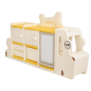 PITUSO Стеллаж для игрушек с ящиками Doggie MAX(с доск.для рисов-я),Beige/Бежевый+желт,159x33x89h