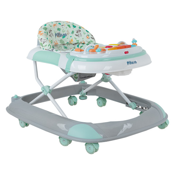 PITUSO Ходунки Веселая ферма (8 силик.колес,игр.муз.панель,2стоппера) Mint/Grey Мятный/серый(уп/1шт)