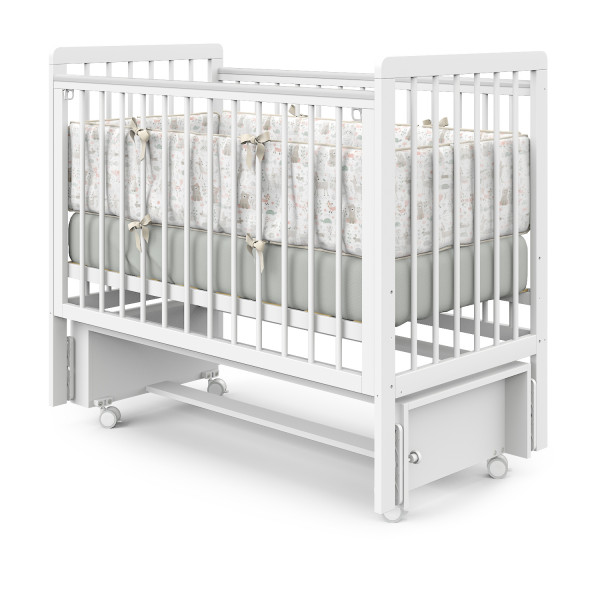PITUSO Кровать детская TINY (оптима) маятник/колесо Белая аляска