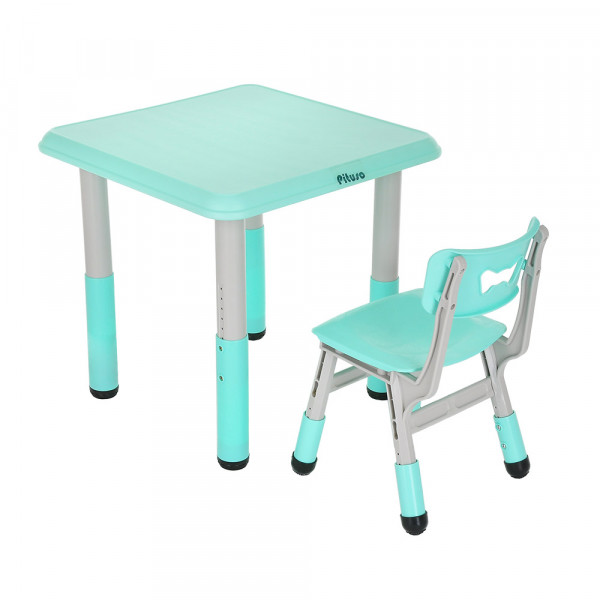 PITUSO Набор Столик со стульчиком, Turquoise/Ментол,60x60x48см+30x28x50см PITUSO Набор Столик со стульчиком, Turquoise/Ментол,60x60x48см+30x28x50см