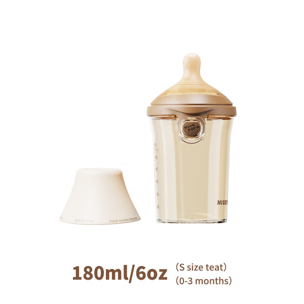 NICE PAPA Бутылочка антиколики/широкое горло 180 мл/ соска 0-3 мес PPSU Brown/коричневый