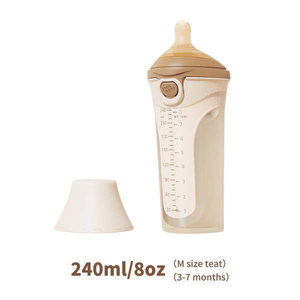 NICE PAPA Бутылочка антиколики/широкое горло 240 мл/соска 3-7 мес Silicone Brown/корич