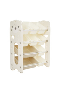 PITUSO Стеллаж для игрушек с ящиками Балу,4 яруса,White/Белый,67x33x85h