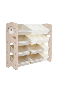 PITUSO Стеллаж для игрушек с ящиками Балу,4 яруса,Beige/Бежевый,105x33x85h