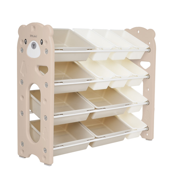 PITUSO Стеллаж для игрушек с ящиками Балу,4 яруса,Beige/Бежевый,105x33x85h