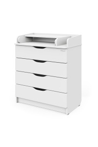 PITUSO Комод раскладной Wood/ 804 ПВХ  с шариковыми направляющими Белый Аляска, 4 ящика