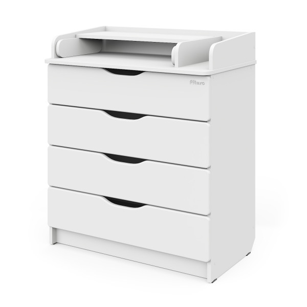 PITUSO Комод раскладной Wood/ 804 ПВХ с шариковыми направляющими Белый Аляска, 4 ящика PITUSO Комод раскладной Wood/ 804 ПВХ с шариковыми направляющими Белый Аляска, 4 ящика
