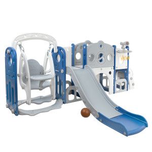 PITUSO Горка-Комплекс Little Prodigy (горка,качели,баскет.кольцо),Blue/White/Синий,24615085h