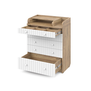 PITUSO Комод  раскладной VESTA (5 ящ) Дуб канзас-белый софт