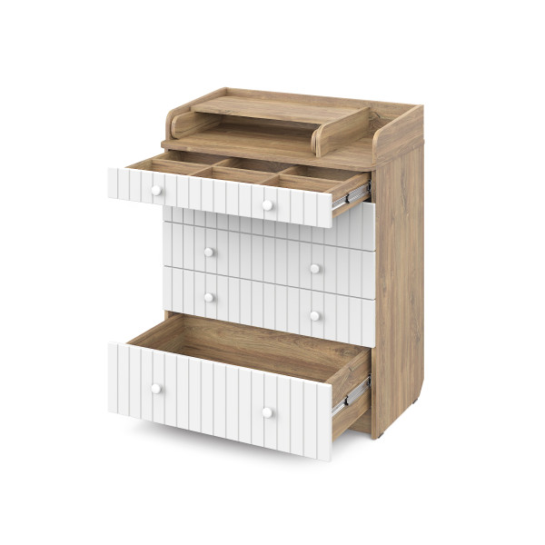 PITUSO Комод  раскладной VESTA (5 ящ) Дуб канзас-белый софт