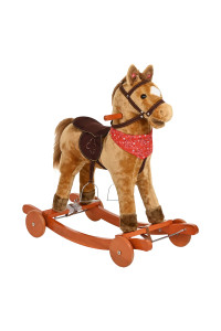 PITUSO Качалка-Лошадка с колесами, мягконаб.,муз., Св.Коричневый, 743070см