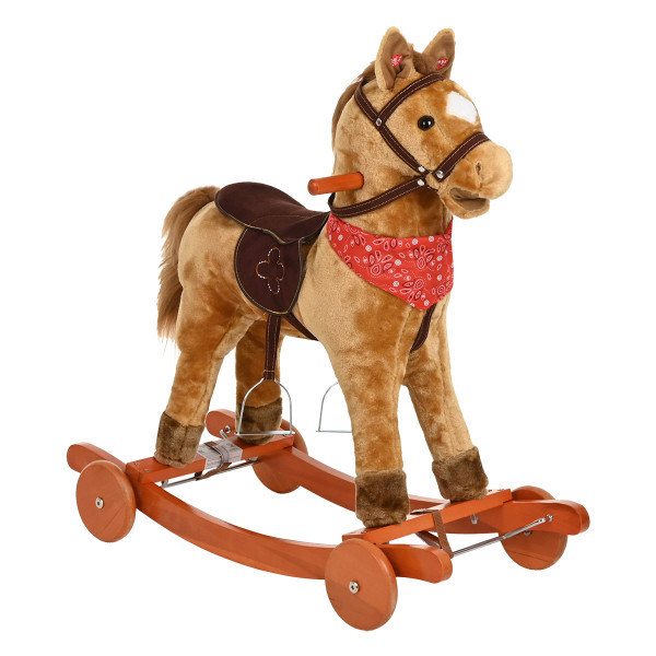 PITUSO Качалка-Лошадка с колесами, мягконаб.,муз., Св.Коричневый, 743070см