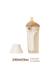 NICE PAPA Бутылочка антиколики/широкое горло 240 мл/ соска 0-3 мес Silicone Brown/корич