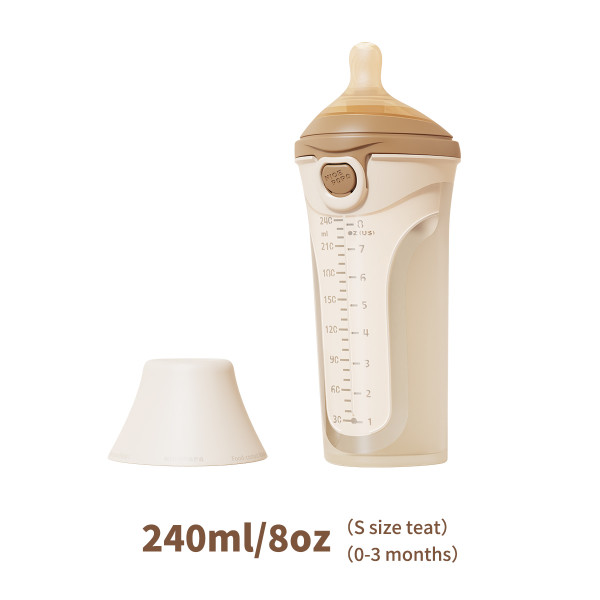 NICE PAPA Бутылочка антиколики/широкое горло 240 мл/ соска 0-3 мес Silicone Brown/корич