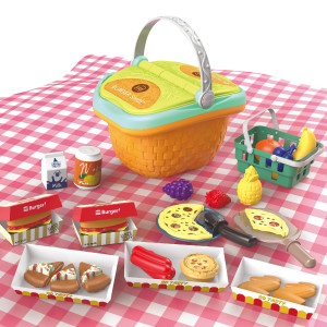 PITUSO Игровой набор Мини кухня в корзине (Бургеры) 22,519,517,5 см, 32 эл-та (уп/32 шт)