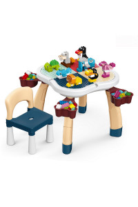PITUSO  Стол для игры с конструктором, в компл. с конструктором(100эл)(61х61х52)+1 стул(45х28)
