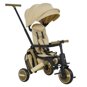 PITUSO Велосипед трехколесный Leve Pro, складной, с сумкой, Truffel (beige)/трюфель-беж (беж. рама)